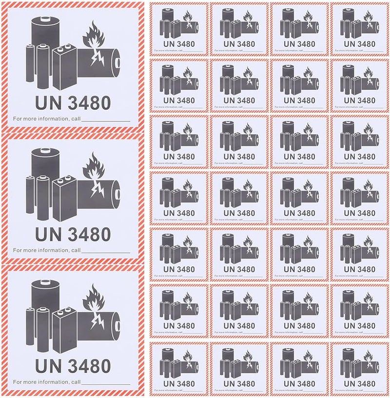 Gatuida 100 Sheets Lithium Battery Warning Labels Fire Safety Stickers Adhesive Caution Markings - Image 1